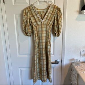 Vintage handmade prairie dress with puff sleeves